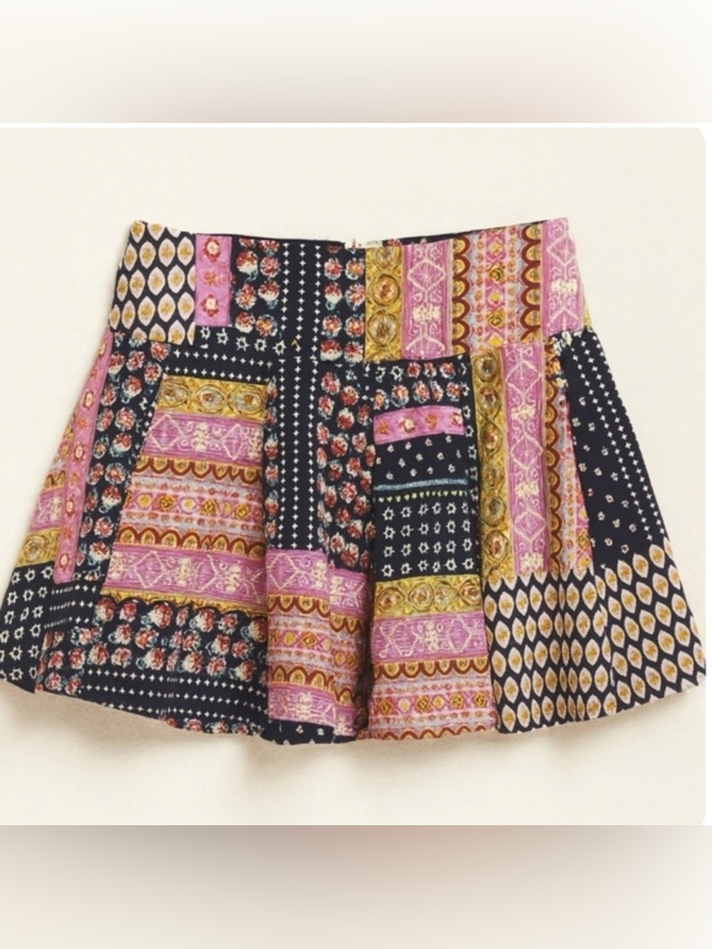 Raga Blue Pink Patchwork Mini Skirt NWT XS #1330, #2441